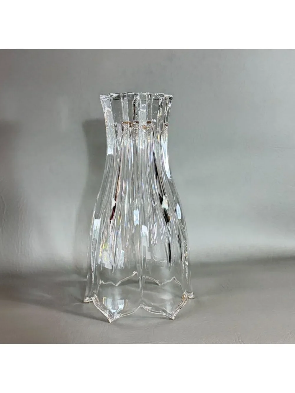 Vintage Gorham Lead Crystal Tulip Vase King Edward Fluted Scalloped 9.5